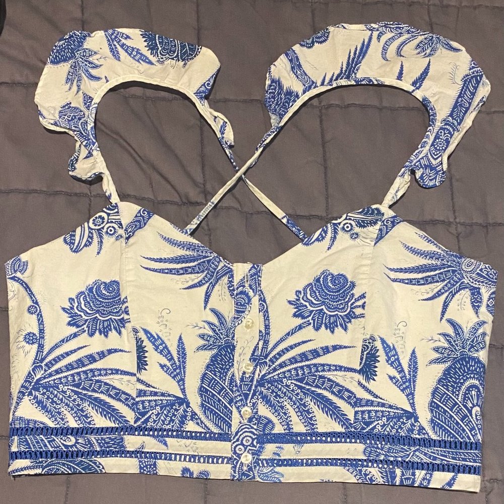 H&M Corset Crop Top with Ruffle Straps